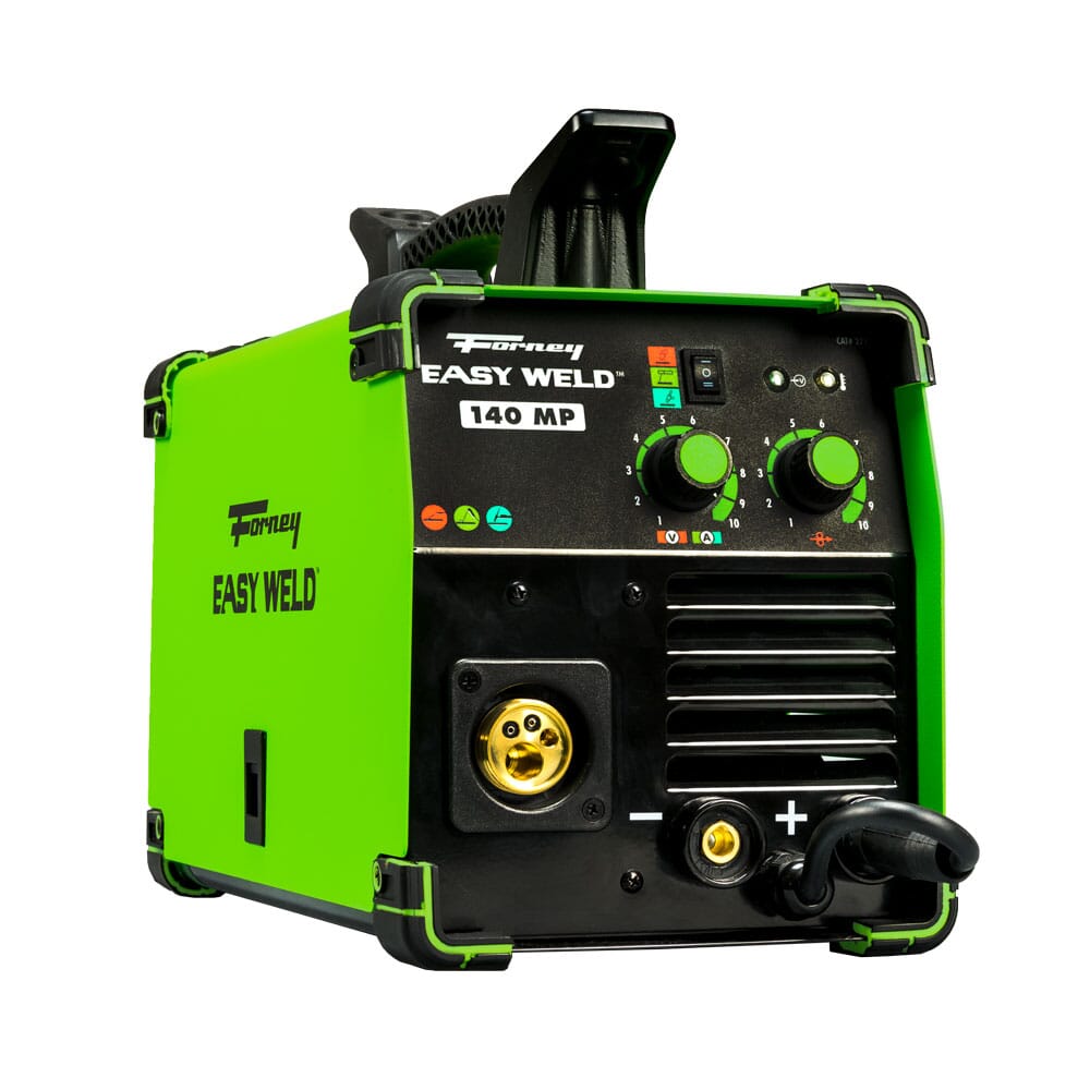 The Forney 140 MP is a 4-in-1 Flux-Core, MIG, Stick, and TIG machine that can weld up to ¼”. Its portable design makes it ideal for various applications including DIY projects, maintenance and repair tasks, metal fabrication and metal artists. This machine is also generator-friendly.