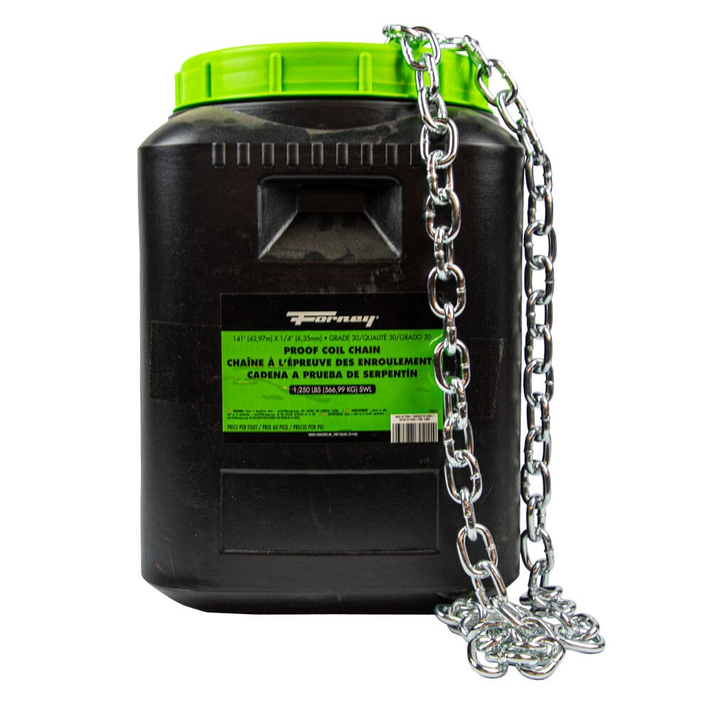 Grade 30 (G30) Proof Coil Chain, Zinc-Plated, 1/4 in x 141ft (Full Reel ...