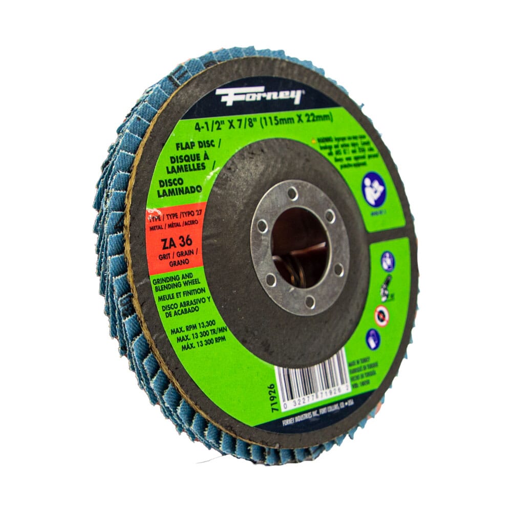 Disc Flap Point Flap Disc, Type 27 (Depressed Center), 4-1/2 in x 7/8 in, ZA36